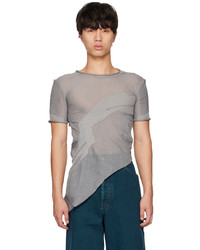T-shirt à col rond en tricot gris khanh brice nguyen