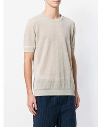 T-shirt à col rond en tricot gris Roberto Collina