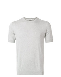 T-shirt à col rond en tricot gris Paolo Pecora