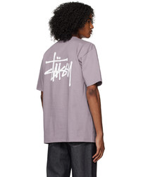 T-shirt à col rond en tricot gris Stussy