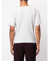 T-shirt à col rond en tricot gris Homme Plissé Issey Miyake