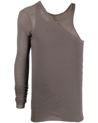 T-shirt à col rond en tricot gris Rick Owens