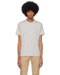 T-shirt à col rond en tricot gris Sunspel