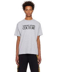 T-shirt à col rond en tricot gris VERSACE JEANS COUTURE