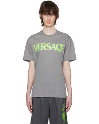 T-shirt à col rond en tricot gris Versace