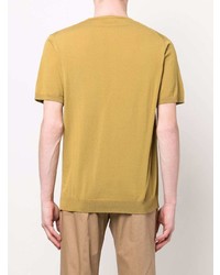 T-shirt à col rond en tricot jaune Roberto Collina