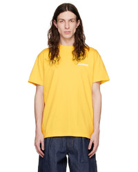 T-shirt à col rond en tricot jaune Jacquemus
