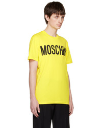 T-shirt à col rond en tricot jaune Moschino