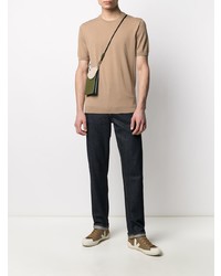 T-shirt à col rond en tricot marron clair Roberto Collina