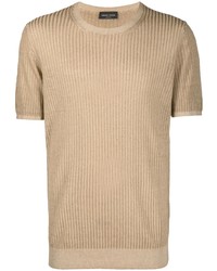 T-shirt à col rond en tricot marron clair Roberto Collina