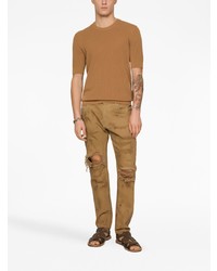T-shirt à col rond en tricot marron clair Dolce & Gabbana