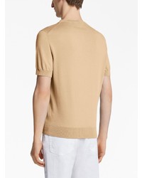 T-shirt à col rond en tricot marron clair Zegna