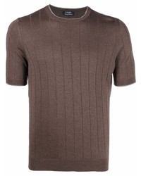 T-shirt à col rond en tricot marron foncé Barba