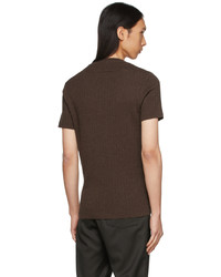 T-shirt à col rond en tricot marron foncé ADYAR
