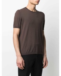 T-shirt à col rond en tricot marron foncé La Fileria For D'aniello