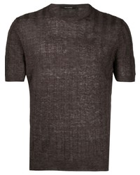 T-shirt à col rond en tricot marron foncé Tagliatore