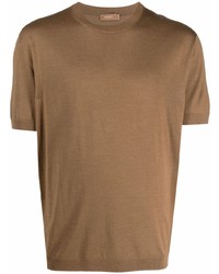 T-shirt à col rond en tricot marron Agnona