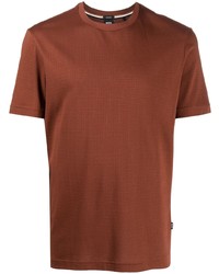 T-shirt à col rond en tricot marron BOSS