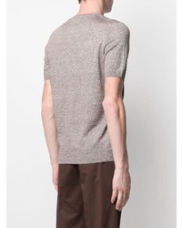 T-shirt à col rond en tricot marron Barba