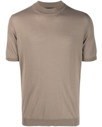 T-shirt à col rond en tricot marron Roberto Collina