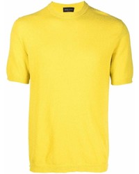 T-shirt à col rond en tricot moutarde