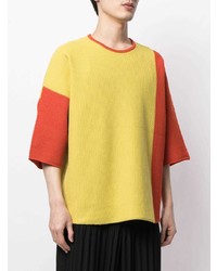 T-shirt à col rond en tricot multicolore Homme Plissé Issey Miyake