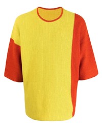 T-shirt à col rond en tricot multicolore Homme Plissé Issey Miyake