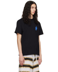 T-shirt à col rond en tricot noir JW Anderson