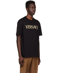 T-shirt à col rond en tricot noir Versace