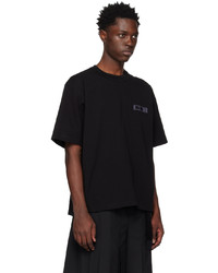 T-shirt à col rond en tricot noir Sacai