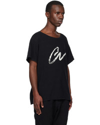 T-shirt à col rond en tricot noir Greg Lauren