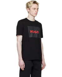 T-shirt à col rond en tricot noir Hugo