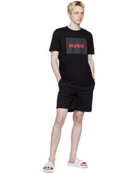 T-shirt à col rond en tricot noir Hugo