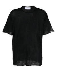 T-shirt à col rond en tricot noir Costumein