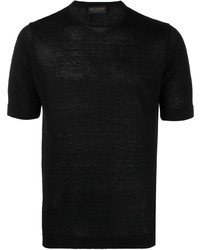 T-shirt à col rond en tricot noir Dell'oglio