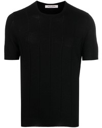 T-shirt à col rond en tricot noir Fileria