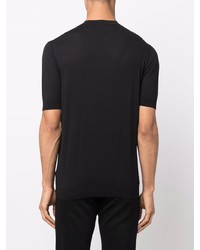 T-shirt à col rond en tricot noir Malo