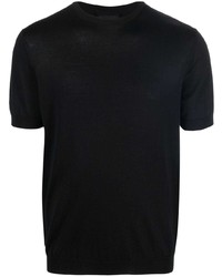 T-shirt à col rond en tricot noir Giorgio Armani