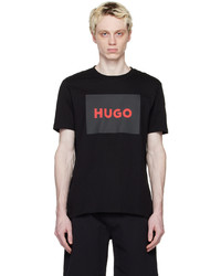 T-shirt à col rond en tricot noir Hugo