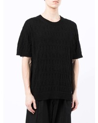 T-shirt à col rond en tricot noir Yohji Yamamoto