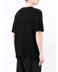 T-shirt à col rond en tricot noir Yohji Yamamoto