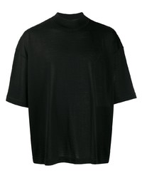 T-shirt à col rond en tricot noir Jil Sander