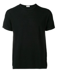 T-shirt à col rond en tricot noir John Smedley