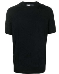 T-shirt à col rond en tricot noir Karl Lagerfeld