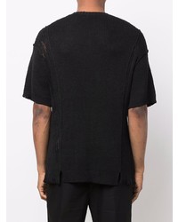 T-shirt à col rond en tricot noir Yohji Yamamoto