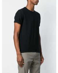 T-shirt à col rond en tricot noir John Smedley