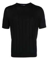 T-shirt à col rond en tricot noir Lardini