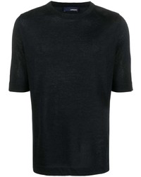 T-shirt à col rond en tricot noir Lardini
