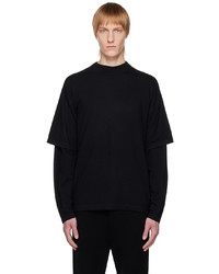 T-shirt à col rond en tricot noir Lisa Yang