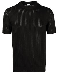 T-shirt à col rond en tricot noir Malo